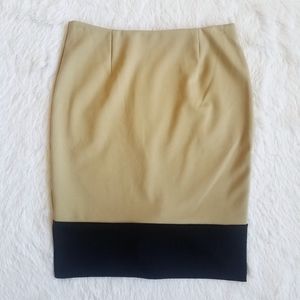 Khaki & Black Color Stretch Pencil Skirt